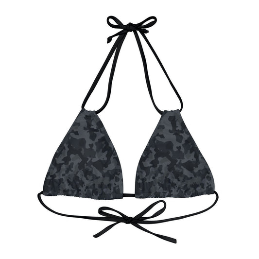 Black Camo Strappy Triangle Bikini Top